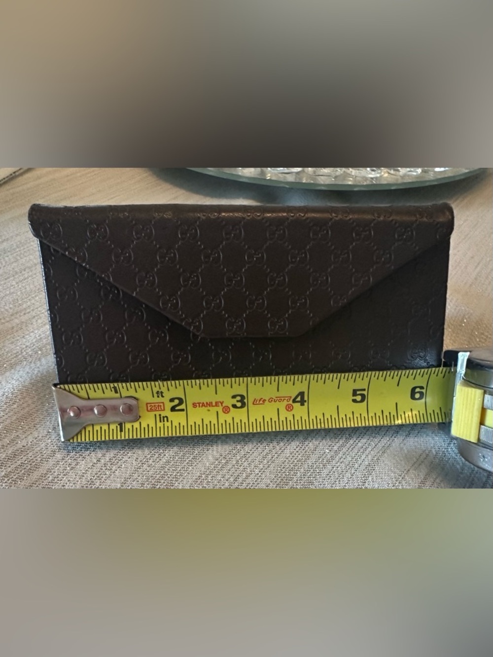 Gucci Brown Monogram Embossed Leather Sunglasses Envelope Case